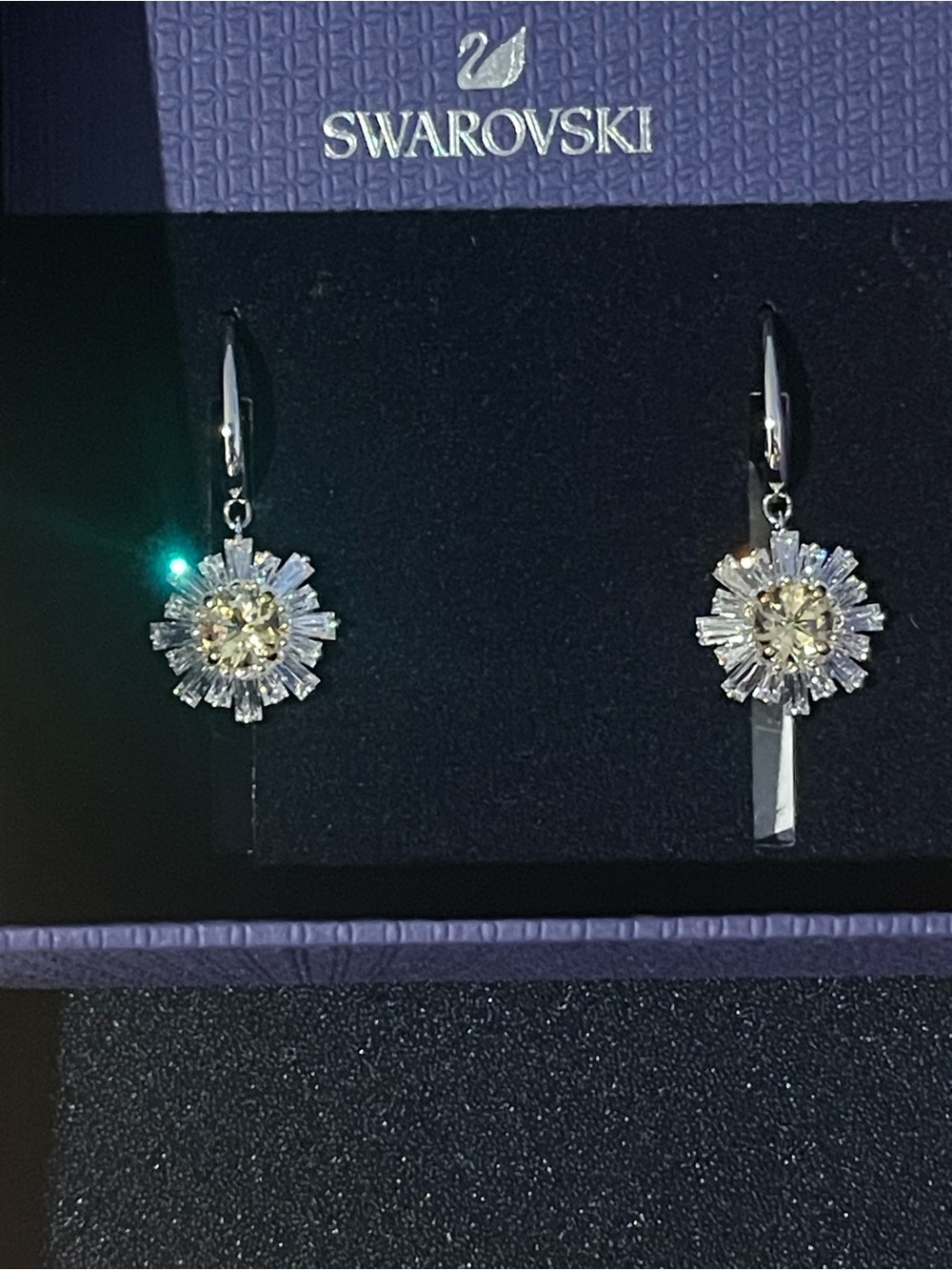 Last One - Swarovski Sunshine Pierced Earrings, White, Rhodium plating - Picture 14 of 15